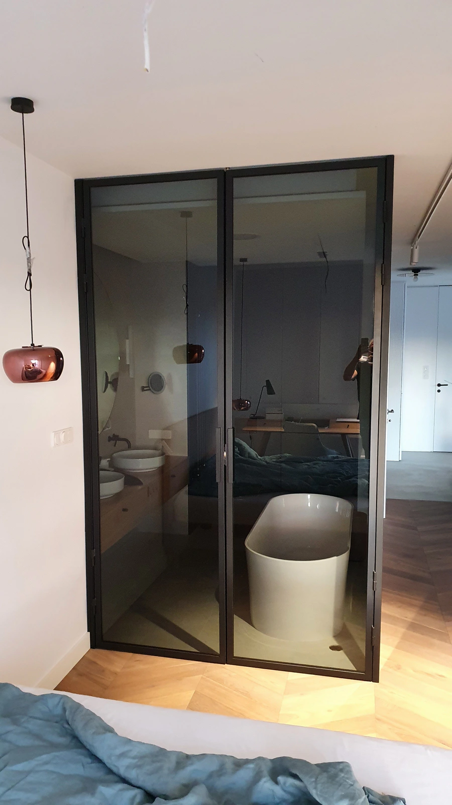Loft-ścianka-szkło-grafit-Gdańsk