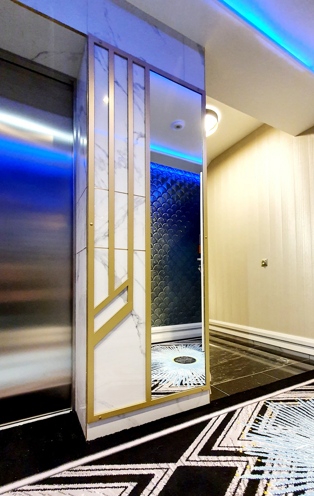 Lustro ścienne złote w stylu ART DECO